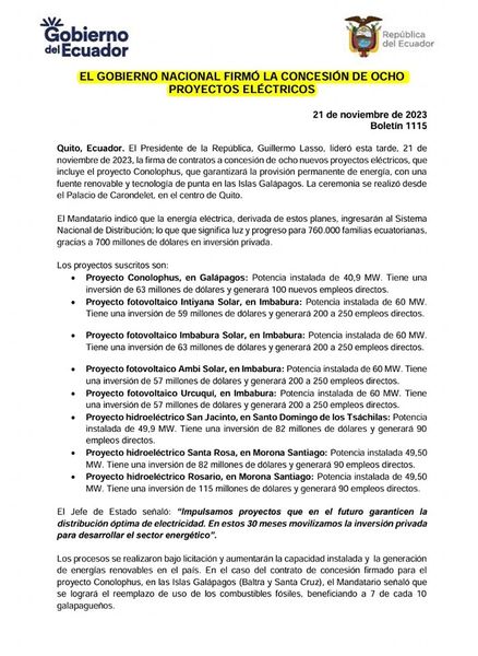 "ECUADOR SIN DINERO PARA OBRAS COSTOSAS, ACUDE A LA FIGURA DE LA CONCESIÓN"