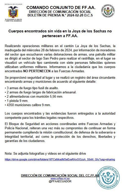 EN ORELLANA LA POLICÍA ENCUENTRA EN El BALDE DE UNA CAMIONETA, QUE VESTÍAN UNIFORME MILITAR.
