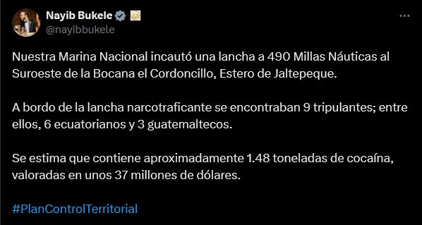 LA MARINA DETIENEN EN EL SALVADOR A 6 ECUATORIANOS CON 1.5 TONELADAS DE COCAÍNA