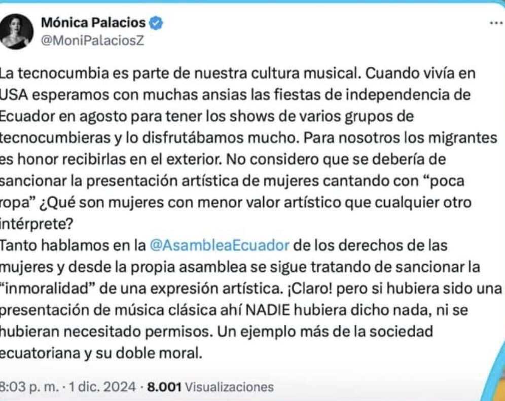 LA ASAMBLEÍSTA MÓNICA PALACIOS DICE QUE EL BAILE EN ASAMBLEA ES PARTE DE NUESTRA CULTURA MUSICAL.