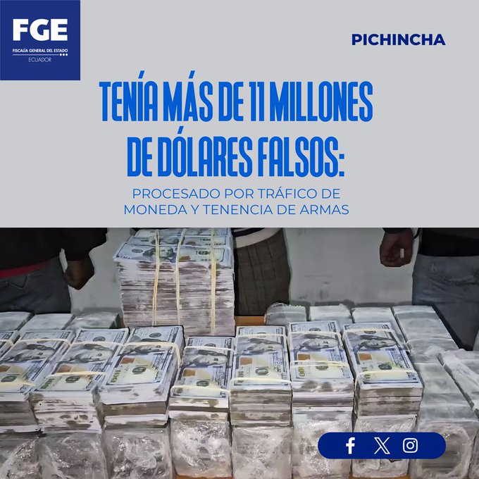 EN QUITO POLICÍA Y FISCALÍA DETIENEN A UN SUJETO CON MÁS DE 11 MILLONES EN DÓLARES FALSOS.-