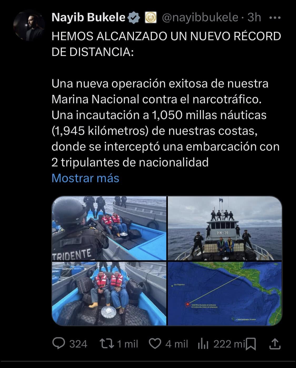 EN EL SALVADOR EL PRESIDENTE BUKELE ANUNCIÓ INCAUTACIÓN DE 1.5 TONELADAS  DE COCAINA. TRIPULANTES ECUATORIANOS FUERON DETENIDOS.-