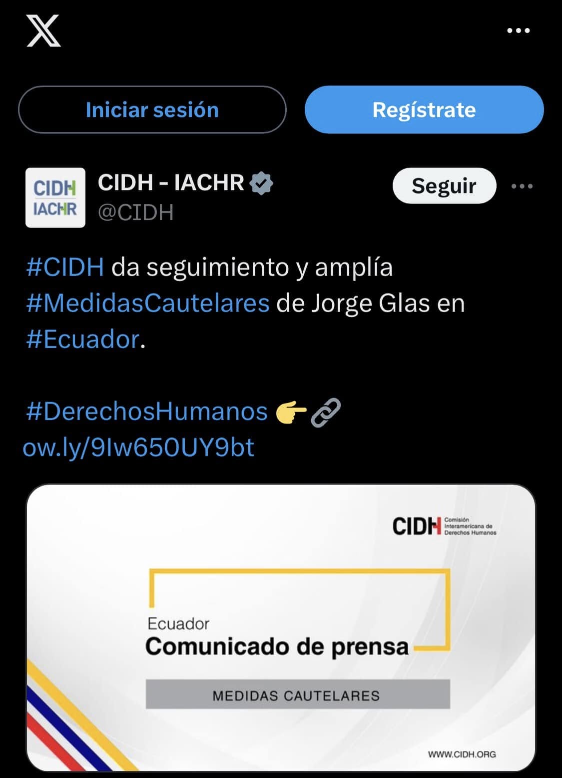 LA CIDH PIDE AL ESTADO ECUATORIANO, LA SALIDA DE JORGE GLAS DE LA CÁRCEL “LA ROCA”.-