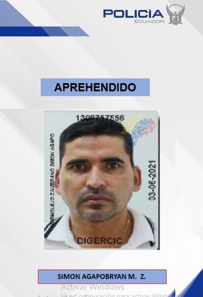 POLICÍA NACIONAL DETIENE AL DELINCUENTE SIMÓN AGAPO M., OBJETIVO DE ALTO VALOR, QUIEN REALIZABA OPERACIONES CON MÉXICO, COLOMBIA Y ECUADOR DE NARCOTRÁFICO.-